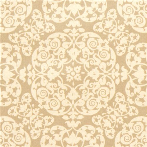 beige ornament premium laminate fabric by Michael Miller Fabric