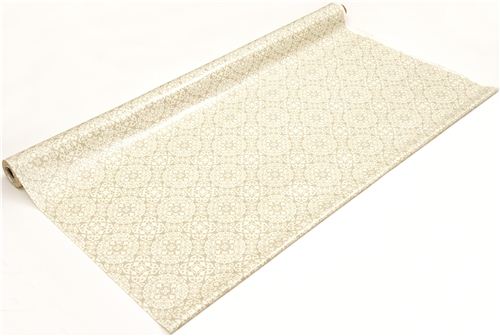 beige ornament premium laminate fabric by Michael Miller 3