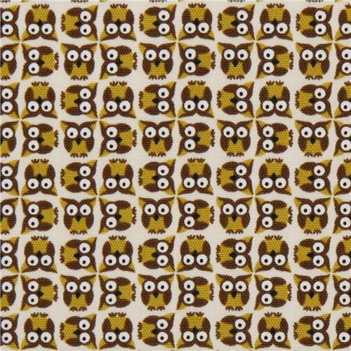 beige owls Kokka oxford cloth fabric kawaii Japan 2