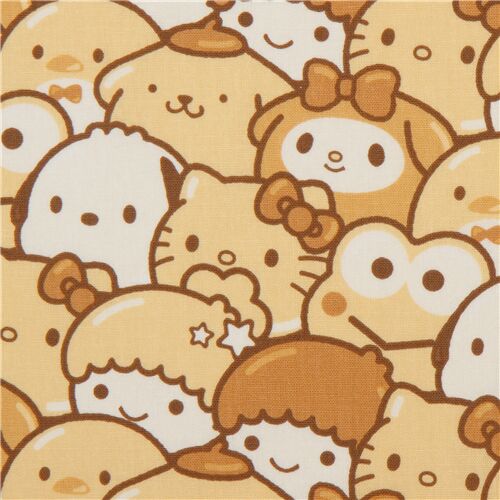 beige packed Sanrio character oxford fabric Fabric by Sanrio - modeS4u