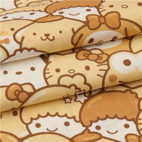 beige packed Sanrio character oxford fabric Fabric by Sanrio - modeS4u