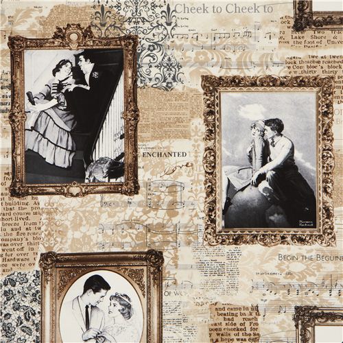 beige retro lovers couples fabric by Timeless Treasures Fabric