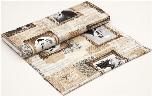 beige retro lovers couples fabric by Timeless Treasures 3
