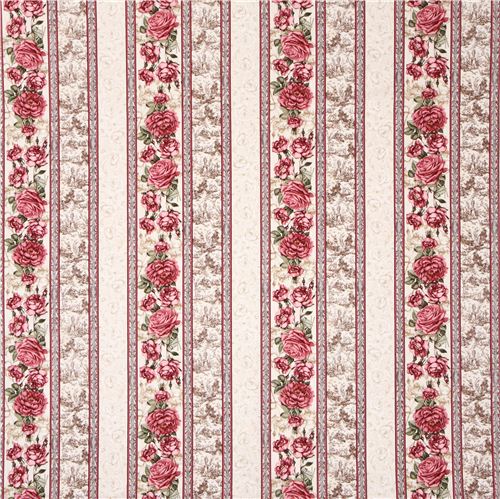 beiger Rosen Streifen Vintage Stoff Timeless Treasures Fabric by ...