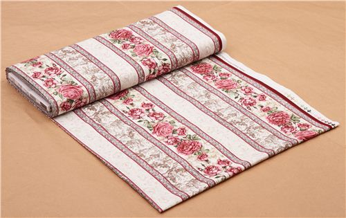 beige rose stripe Vintage fabric Timeless Treasures 5