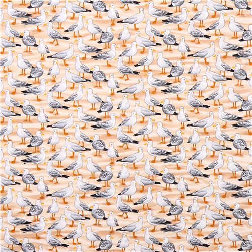 beige seagull animal fabric Timeless Treasures Beach Pass 3