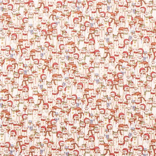 beige snowman Christmas winter fabric Snowbound 2