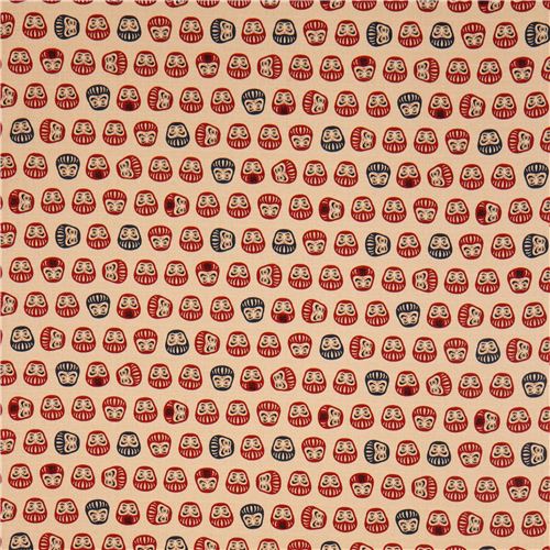 beiger strukturierter Daruma Figur Cosmo Stoff aus Japan 2