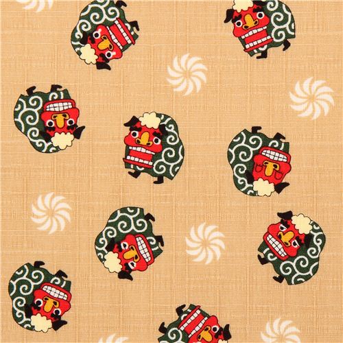 beige structured Japanese dragon dobby fabric Cosmo Japan 1