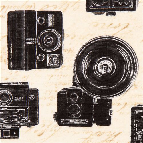 beige vintage camera retro fabric Robert Kaufman USA Fabric by Robert