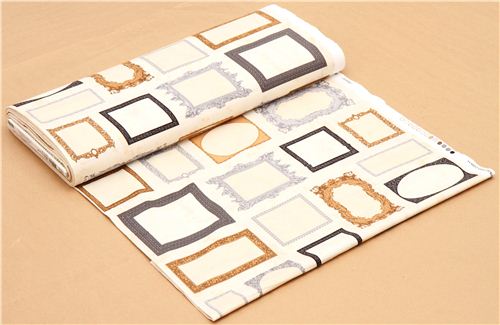 beiger Vintage Bilderrahmen Retro Stoff Robert Kaufman USA 3