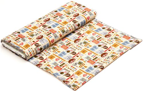 beige vintage sewing fabric par Robert Kaufman USA 3