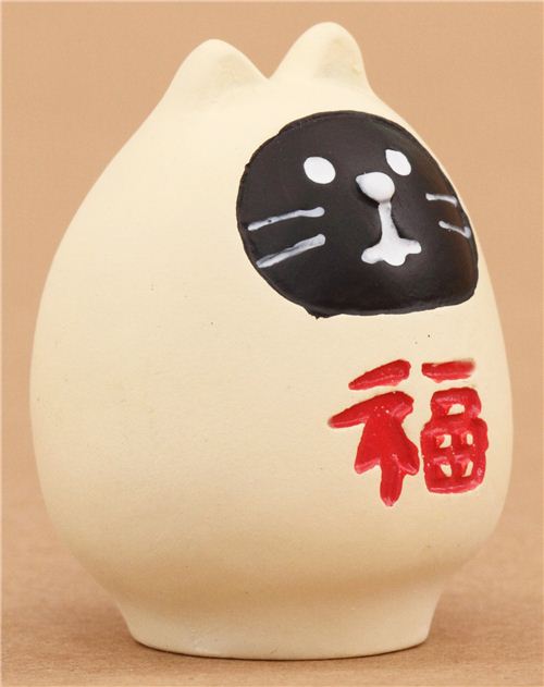 beigewhite Daruma doll cat figurine by Decole New Year modeS4u