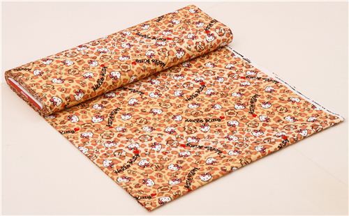 beige yellow Hello Kitty heart leopard pattern oxford fabric  3