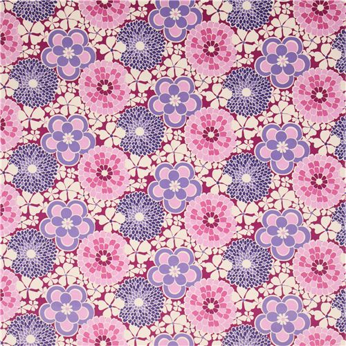 berry coloured big flower corduroy fabric Timeless Treasures 2