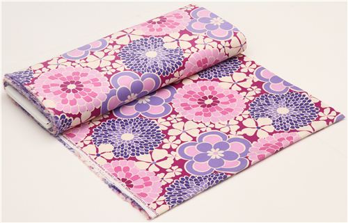 berry coloured big flower corduroy fabric Timeless Treasures 3
