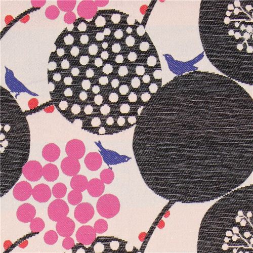 big berry Jacquard echino fabric black from Japan 1