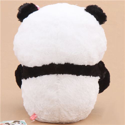 big black white panda with pink bow squeaky plush toy Japan - modeS4u