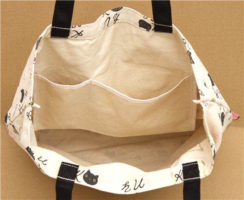 big canvas linen Kutusita Nyanko cat bag - Shoulder Bags - Bags ...
