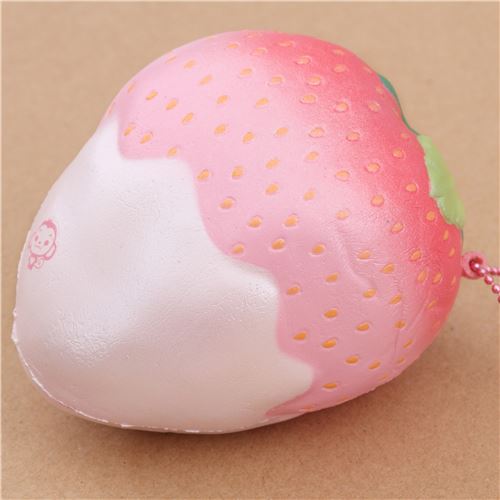 Squishy Perfumado Gran Fresa Rosa Claro Cobertura Chocolate Blanco Puni