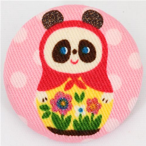 grosser Matroschka Panda Knopf pinker Kokka Stoffknopf 1