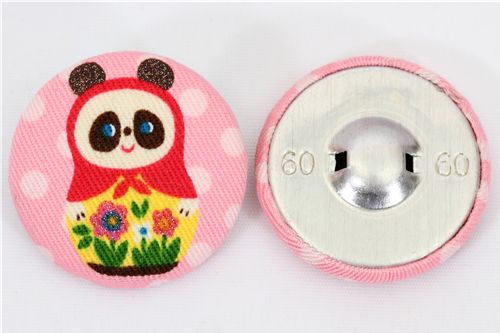 grosser Matroschka Panda Knopf pinker Kokka Stoffknopf 2