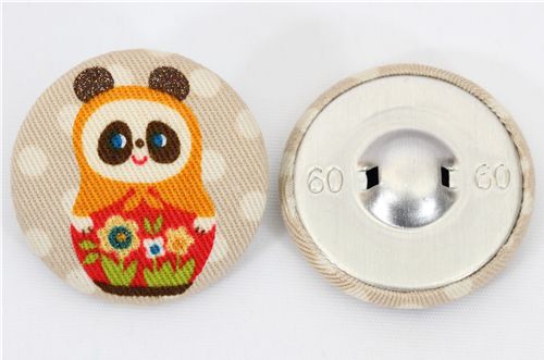 grosser Panda Matroschka Knopf brauner Kokka Stoffknopf 2