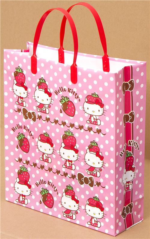 big pink Hello Kitty strawberry plastic bag from Japan Purses