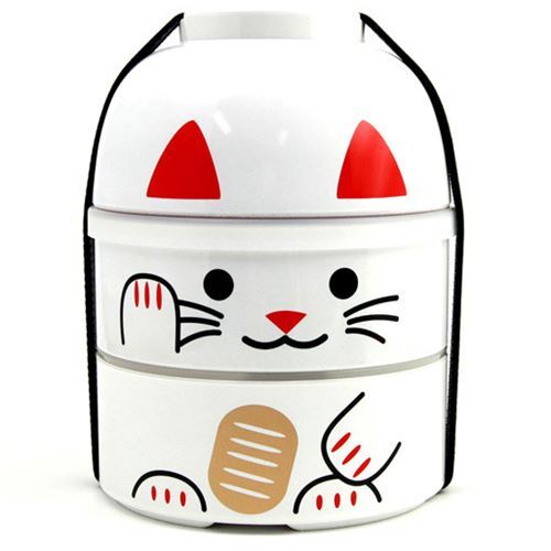 Große stapelbare weiße Katze Bento Box aus Japan Bento Box Bento