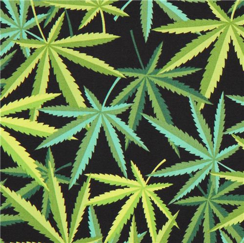 Resto de 23 cm - Tela negra de Alexander Henry hoja cannabis hierba yerba