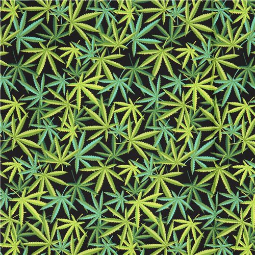 Resto de 23 cm - Tela negra de Alexander Henry hoja cannabis hierba yerba 2
