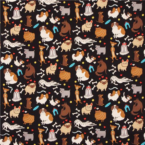 black Alexander Henry dog animal fabric  3