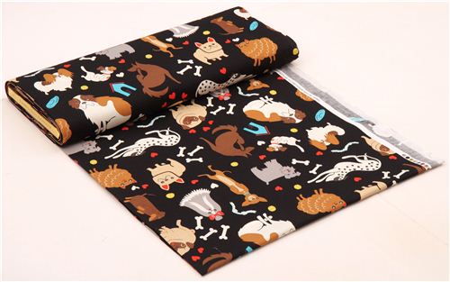 black Alexander Henry dog animal fabric  4