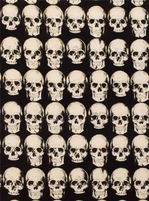 black Alexander Henry fabric beige skulls 2