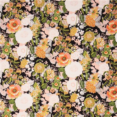 Tessuto floreale ottanio Alexander Henry fiori giapponesi Fabric by  Alexander Henry - modeS4u