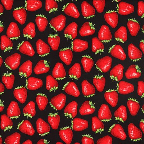 black Alexander Henry fruit strawberry fabric 2