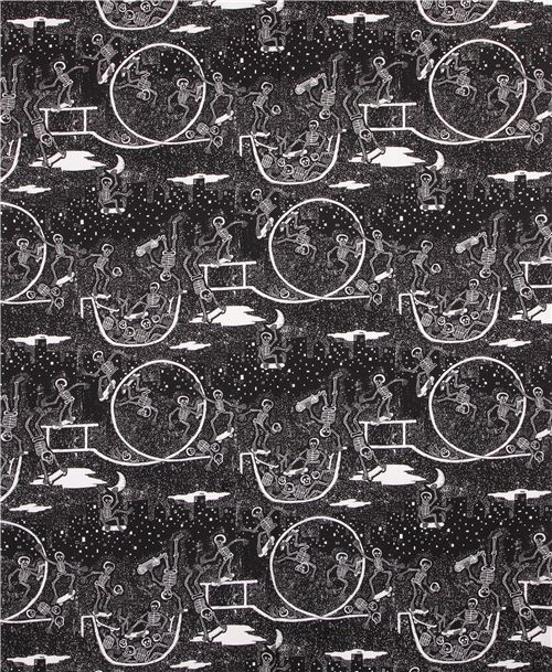 black Alexander Henry skeleton skulls fabric Skate Park 2
