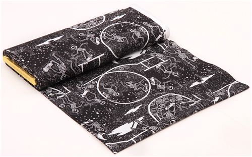 black Alexander Henry skeleton skulls fabric Skate Park 3