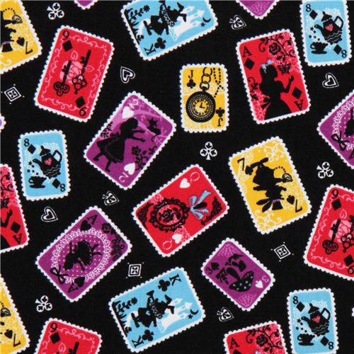 black Alice in Wonderland Kokka fabric from Japan 1