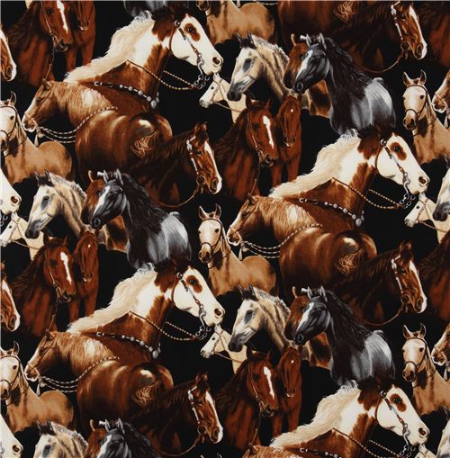 black American horses fabric by Robert Kaufman 2
