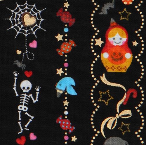 schwarz Halloween kawaii Stoff Matroschka Katze Süsses 1