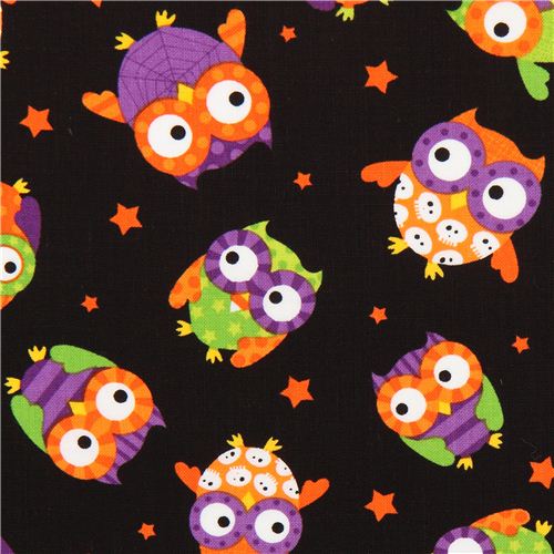 black Halloween owl fabric Timeless Treasures USA 1