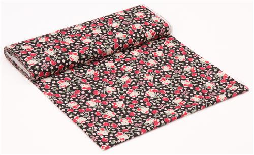 black Hello Kitty cherry cute flower fabric 3