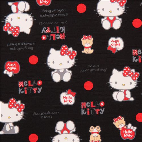 black Hello Kitty teddy bear dot oxford fabric  2