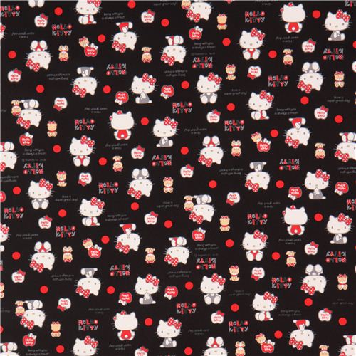 black Hello Kitty teddy bear dot oxford fabric  3