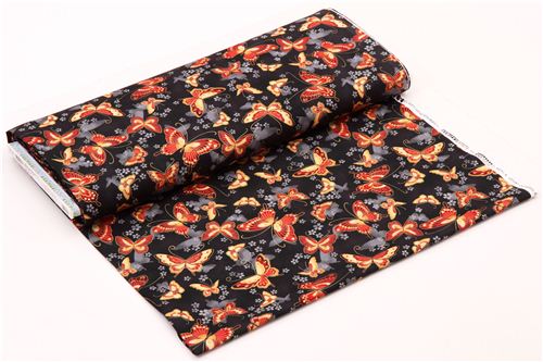 black Japanese butterfly fabric Robert Kaufman USA 3