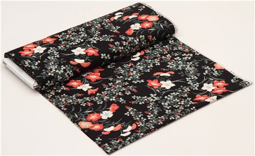 black Japanese flower fabric by Timeless Treasures 3