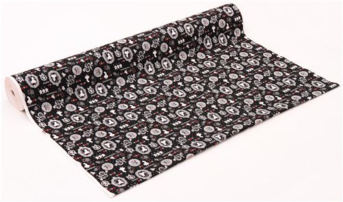 black Kokka Alice in Wonderland fairy tale fabric from Japan 3