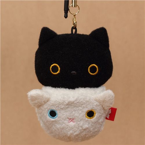black Kutusita Nyanko cat with white cat sack plush charm - Cellphone ...
