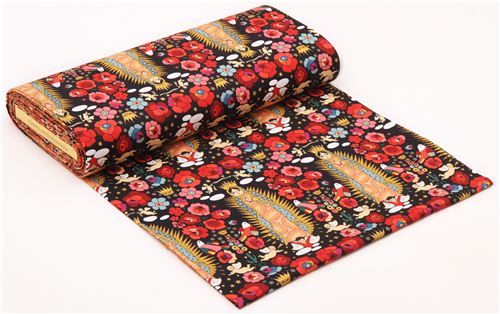 black Mexican Virgin Mary statue fabric by Alexander Henry 3